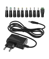Adaptateur secteur 12V 1.5A 2024 avec prise pour les États-Unis, l'UE, le Royaume-Uni, l'Australie - Portable