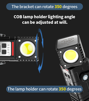 Lampe de travail LED COB magnétique rechargeable super lumineuse et puissante 3000LM 350 °   Lampe de travail portable magnétique rotative