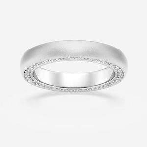 Anillo de Eternidad de Oro Blanco de 14K con Diamante Cultivado en Laboratorio de 1 Quilate, Corte Redondo, Borde Biselado de 7mm, Acabado Satinado, Anillo de 4mm - Product Image 3