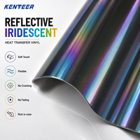 Rouleau de vinyle réfléchissant HTV effet caméléon arc-en-ciel, film thermocollant irisé réfléchissant la lumière pour T-shirts de mode