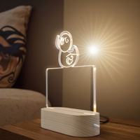 Base de lampe de nuit LED en bois de hêtre et acrylique, 7 couleurs, rechargeable par USB, base de lampe 3D rectangulaire ovale pour la décoration de la chambre à coucher et de la maison