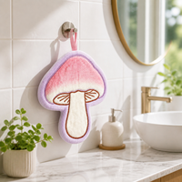 Serviette de toilette en peluche en forme de champignon en tissu doux, personnalisable et économique
