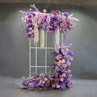 Direkt vom Hersteller: Seiden-Kunstblumen in Lila-Rosa-Farbverlauf für Hochzeiten und Ostern, Tischdekoration, Läufer, Bogen-Arrangement-Set, Foto
