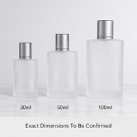 Flacon de parfum en verre givré personnalisé, 30 ml, 50 ml, 100 ml, flacon de parfum rectangulaire plat vide avec bouchon argenté