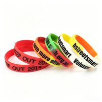 Bracelet en silicone personnalisé, plusieurs couleurs, pour événements étudiants, cadeau promotionnel, bracelet vierge personnalisable en stock