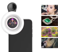 Lensa Zoom 2-in-1 BST Berkualitas Tinggi 15x Kaca Sudut Lebar Auto Fokus 53 Lampu LED Terbaik untuk Selfie Ring Flash Kecantikan