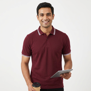 Polo de Hombre 100% Algodón, Color Sólido, Clásico, Manga Corta, Alta Calidad, Casual, de Negocios, Social - Product Image 1