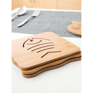 Sous-verre en bois de forme irrégulière, dessin animé, résistant à la chaleur, pour tasses et bols, idéal pour la cuisine - Product Image 3
