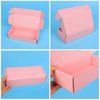 Boîtes d'expédition pour vêtements en carton ondulé avec impression de logo de marque personnalisée, couleur rose, emballage pour envoi postal