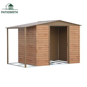 <span class=keywords><strong>Abri</strong></span> de jardin en métal sur mesure avec finition imitation <span class=keywords><strong>bois</strong></span>, double porte coulissante et kit d'extension de toit, fabrication OEM prise en charge - Product Image 3