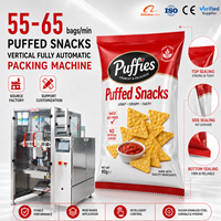 Machine d'emballage verticale pour aliments en sachet soufflé (popcorn, chips, snacks)
