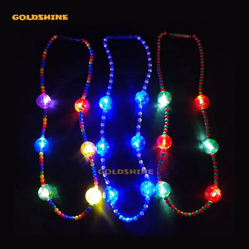 Colar de miçangas coloridas LED LED para decoração de festas de Mardi Gras, luz de Natal 3 cm com iluminação LED