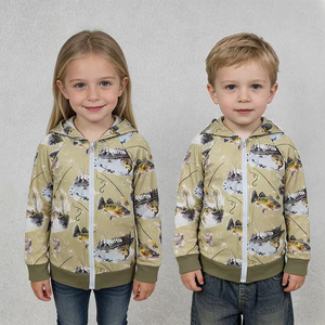En stock, veste à capuche zippée pour enfants, thème pêche et chasse, vêtements de mode boutique, vente en gros, prix d'usine pour enfants - Product Image 1