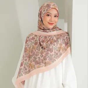 Custom Digitaal Print Ontwerp 45Inch Katoen Voile Effen Vierkante Hijab Sjaal Tudung Bawal Premium Katoenen Voile Sjaal