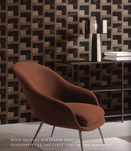 Papel Tapiz Geométrico en Forma de L, Sin Tejido, Mosaico Marrón y Negro de Lujo, Transpirable y Duradero, para Sala de Estar/Hotel - Product Image 1