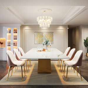 Tribesigns Modern 200cm <strong>High</strong>-<strong>end</strong> Luxury Slate Rectangular Marble Top <strong>Dining</strong> <strong>Table</strong> 6-10 Seaters with Golden Stainless Steel Base - Product Image 6