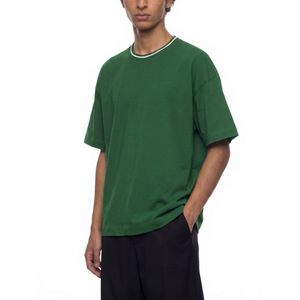เสื้อยืดคอกลมแขนสั้นทรงปกติสำหรับผู้ชาย น้ำหนัก 180 กรัม สตรีทแวร์ คอริบคู่ ผ้าฝ้าย 100% เป็นมิตรกับสิ่งแวดล้อม ระบายอากาศได้ดี - Product Image 1