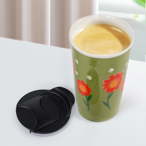 Tazas Tapa con silicona con tapa sellada para sublimación Tazas de estudiante Taza de vacío de cerámica de doble pared Tazas de viaje contemporáneas 600 - Product Image 1