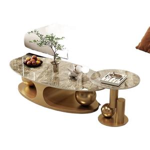 Tavolo moderno e di lusso con piano <span class=keywords><strong>in</strong></span> pietra sinterizzata <span class=keywords><strong>in</strong></span> acciaio inox <span class=keywords><strong>in</strong></span> oro per soggiorno mobili da casa tavolino da caffè - Product Image 4
