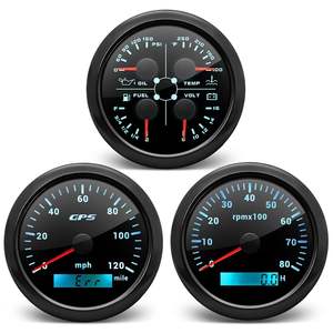 Conjunto de 3 Medidores Automotivos de 85mm com Velocímetro GPS e Tacômetro, Medidor Náutico 4 em 1 com Nível de Combustível/Temperatura da Água/Pressão do Óleo/Voltímetro em 7 Cores - Product Image 1