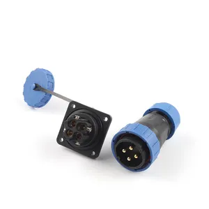 LP28 IP68 Vierkante Circular Aviation Connector Geen Lassen Schroef Terminal Man Vrouw 4 Pin Kabel Plug Waterdicht Draadconnectors