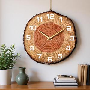 12 "30cmシンプル-サイレントクォーツLCDテクスチャ木製壁時計リビングルーム用年間リング付き - Product Image 3