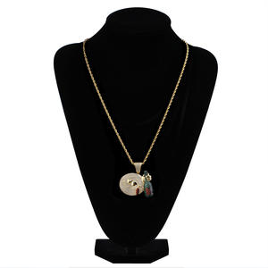 Collar Unisex de Cobre con Colgante de <span class=keywords><strong>Emoji</strong></span> Hip Hop y <span class=keywords><strong>Micro</strong></span> Pavé de Circonitas, Joyería de Moda con Dije de Dibujos Animados Divertido, Venta Caliente Directa de Fábrica - Product Image 2