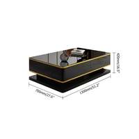 Juego de sofás de lujo, muebles para sala de estar, mesa de centro rectangular negra con almacenamiento, 4 cajones, mesa central superior de vidrio templado
