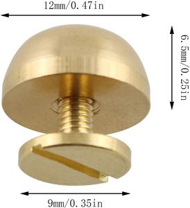 E Outstanding Sets Gold <b>Purse</b> Handbag Feet Nailhead Round Stud Solid Brass Screw Back Spike Metal Studs Rivet Leather Craft DIY - Product Image 2