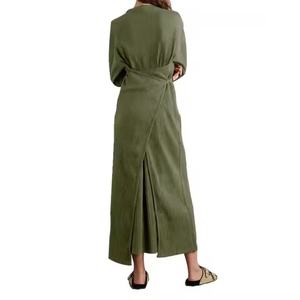 Vestido de Suéter Bohemio Personalizado para Mujer con Cuello Redondo, Mangas Largas, Diseño Sólido, Tejido Transpirable, Cinturón Tejido, Lavable - Product Image 3