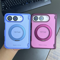 Étui de téléphone magnétique translucide mat anti-chute de haute qualité pour iPhone 18 Duo, avec support rotatif magnétique en métal à 360 degrés