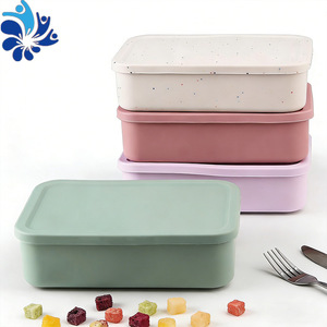 กล่องอาหารกลางวันซิลิโคนสีทึบทรงสี่เหลี่ยมสามช่องปิดสนิทใช้กับไมโครเวฟได้สำหรับพนักงานออฟฟิศ - Product Image 5