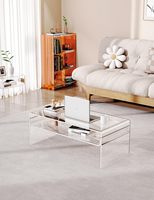 Table basse en acrylique transparente portable Table de ménage écologique pour balcon ou canapé