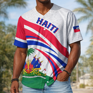Camiseta de béisbol personalizada del Segundo Imperio de Haití 1849-1859, camiseta de béisbol personalizada con estilo de bandera Anpi an Ayiti para deporte informal - Product Image 1