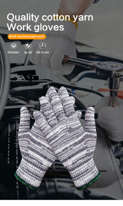Guantes de Hilo de Algodón de Alta Calidad con Logotipo Personalizado, Venta al por Mayor en China, Guantes de Trabajo Industriales de Seguridad, Tejidos, Antideslizantes, con Puño Elástico de Cuero para Jardín - Product Image 2