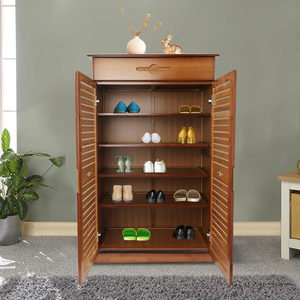 <span class=keywords><strong>Meuble</strong></span> de rangement pour <span class=keywords><strong>chaussures</strong></span> autoportant <span class=keywords><strong>à</strong></span> 5 niveaux, 1 tiroir, <span class=keywords><strong>2</strong></span> <span class=keywords><strong>portes</strong></span>, en bambou, durable, gain de place, moderne, brun, pour l'entrée - Product Image 5