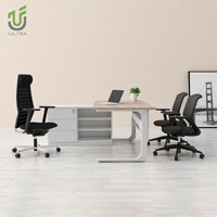 Bureau de direction moderne IULTRA, design ovale luxueux, table de réunion pour PDG, surface en bois MDF/MFC durable, résistante à l'eau