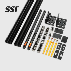 Herrajes Ocultos para Puertas Correderas Tipo Granero, de Aleación de Aluminio y Nylon Duraderos, con Cierre Suave, Modernos, Montaje en Pared con Tornillos - Product Image 1