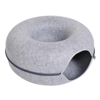 Vente en gros usine : Lit pour chat en feutre, tunnel rond pour chat, maison-caverne en feutre pour chaton avec fermeture éclair détachable