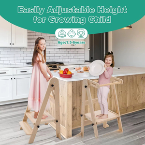 Tour d'apprentissage Montessori en bois 4-en-1 pour enfant, marchepied, échelle, <span class=keywords><strong>table</strong></span> d'aide de cuisine - Prix de gros - Product Image 4