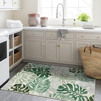 Tapis d'intérieur lavable vert sauge à poils ras en fausse laine, doux et antidérapant, pour chambre à coucher, salon et entrée
