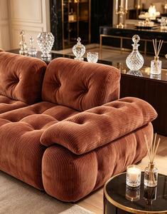 Sofá Modular de 3 Plazas Tapizado en Corduroy Premium Estilo Mid-Century para Sala de Estar - Product Image 3