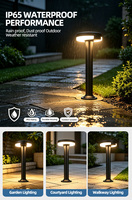 Lampe solaire à bollard de 40 cm, 5 W, en aluminium moulé sous pression, noir sable, IP65, LED, étanche, batterie lithium-ion, lampe de jardin pour allée