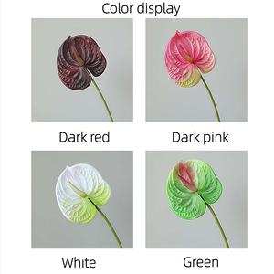 نبات اصطناعي بطباعة ثلاثية الأبعاد زهرة أنثوريوم فلامنغو ، ديكور منزلي لحفلات الزفاف مصنع خضرة صناعي بالجملة - Product Image 3