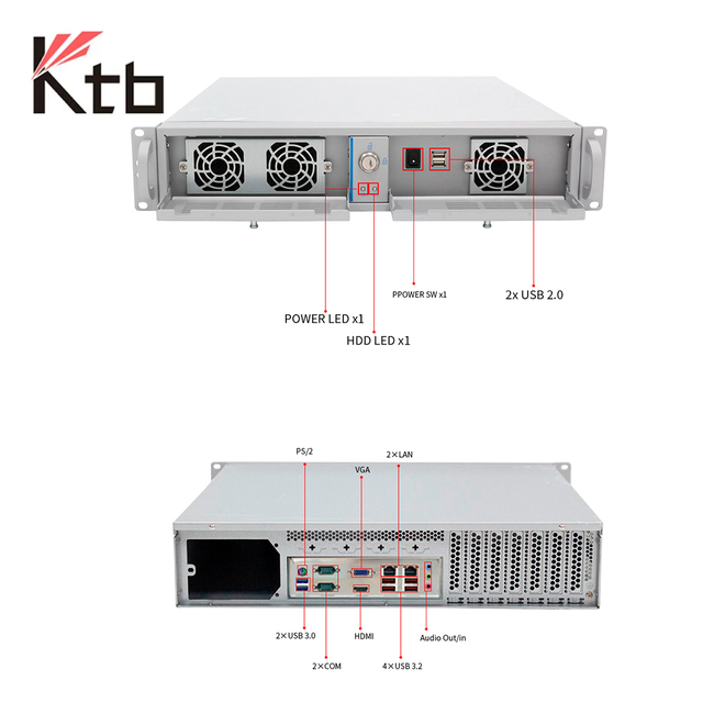 KTB 2U Rack Mounted Industrial Pc Chassis 19" Rackmount Industrial Computer Ipc I3 /I5 / I7 Optional