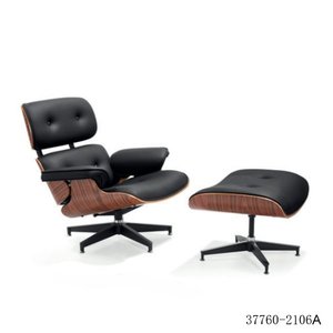 Sillón de Cuero con Reposapiés, Estilo Moderno de Mediados de Siglo, Muebles de Oficina Giratorios 37760-2106A - Product Image 1