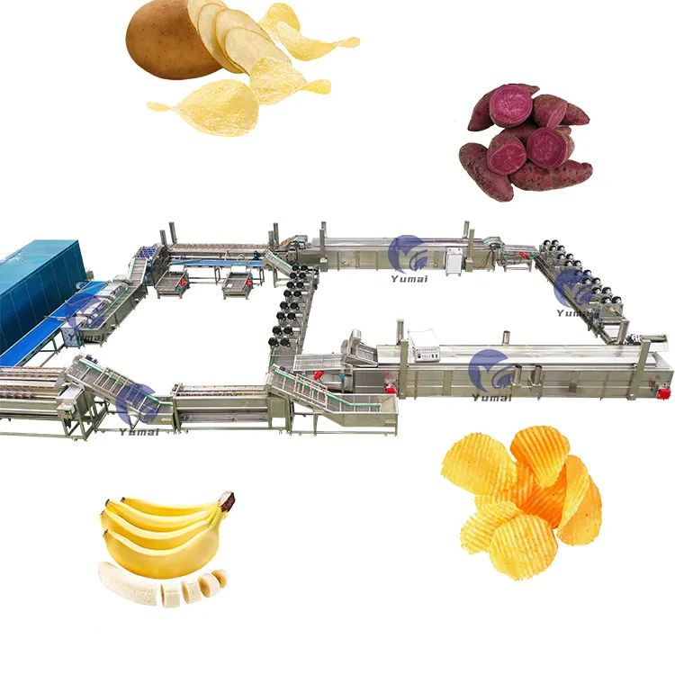 Máquina de processamento automática industrial de batatas fritas, flocos de batata doce, linha de processamento de batata frita de mandioca, máquina para fazer batatas fritas