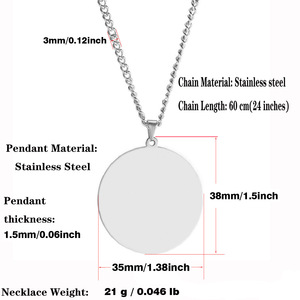 Collane con Ciondolo Personalizzabile con Incisione Gratuita di Nome, Logo o Informazioni, in Acciaio Inossidabile con Catena Gratuita da <span class=keywords><strong>24</strong></span> Pollici per Uomo e Donna - Product Image 3