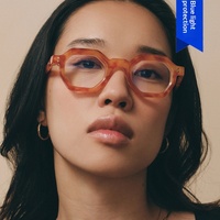 Lunettes de soleil vintage polygonales hexagonales à monture intégrale anti-lumière bleue pour femmes
