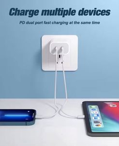 USB-C Charger EU/US Socket Type C Charger 40W Fast Charge Dual USB-C Charger for <b>Smart</b> Phones - Product Image 4